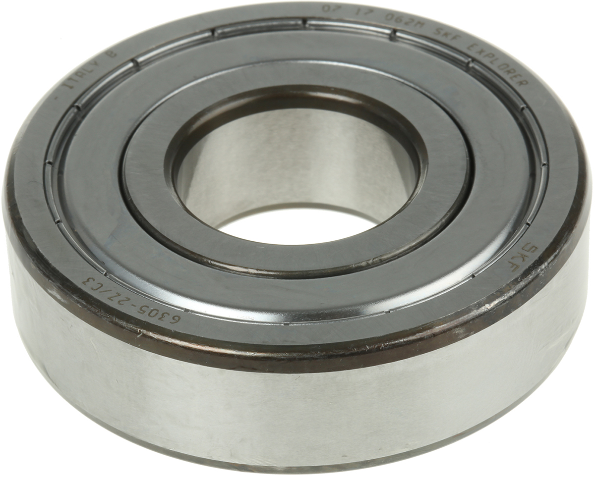 SKF 6305-2Z/C3 1 Row Ball Bearing - 25 mm ID, 62 mm OD