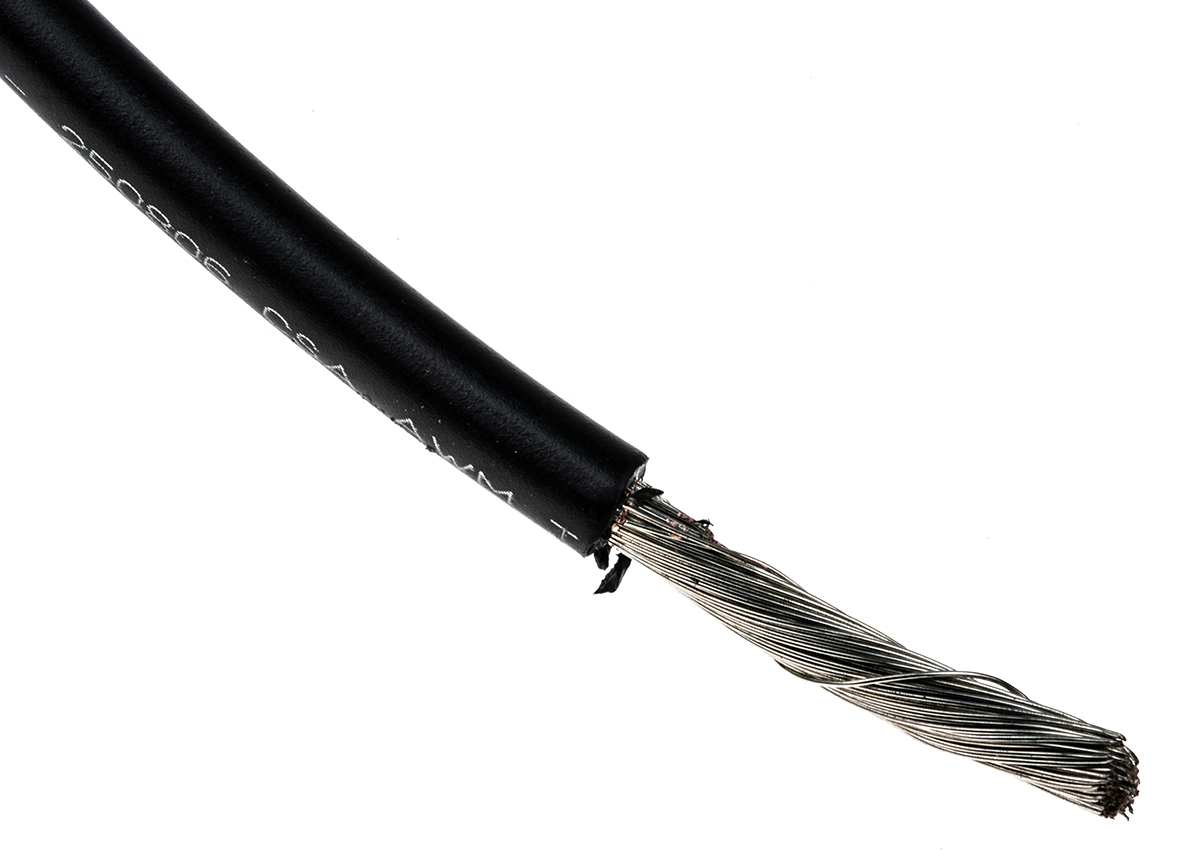 Alpha Wire Hook-up Wire PVC Series Black 5.2 mm² Hook Up Wire, 10 AWG, 105/0.25 mm, 100ft, PVC Insulation, 3081 BK005