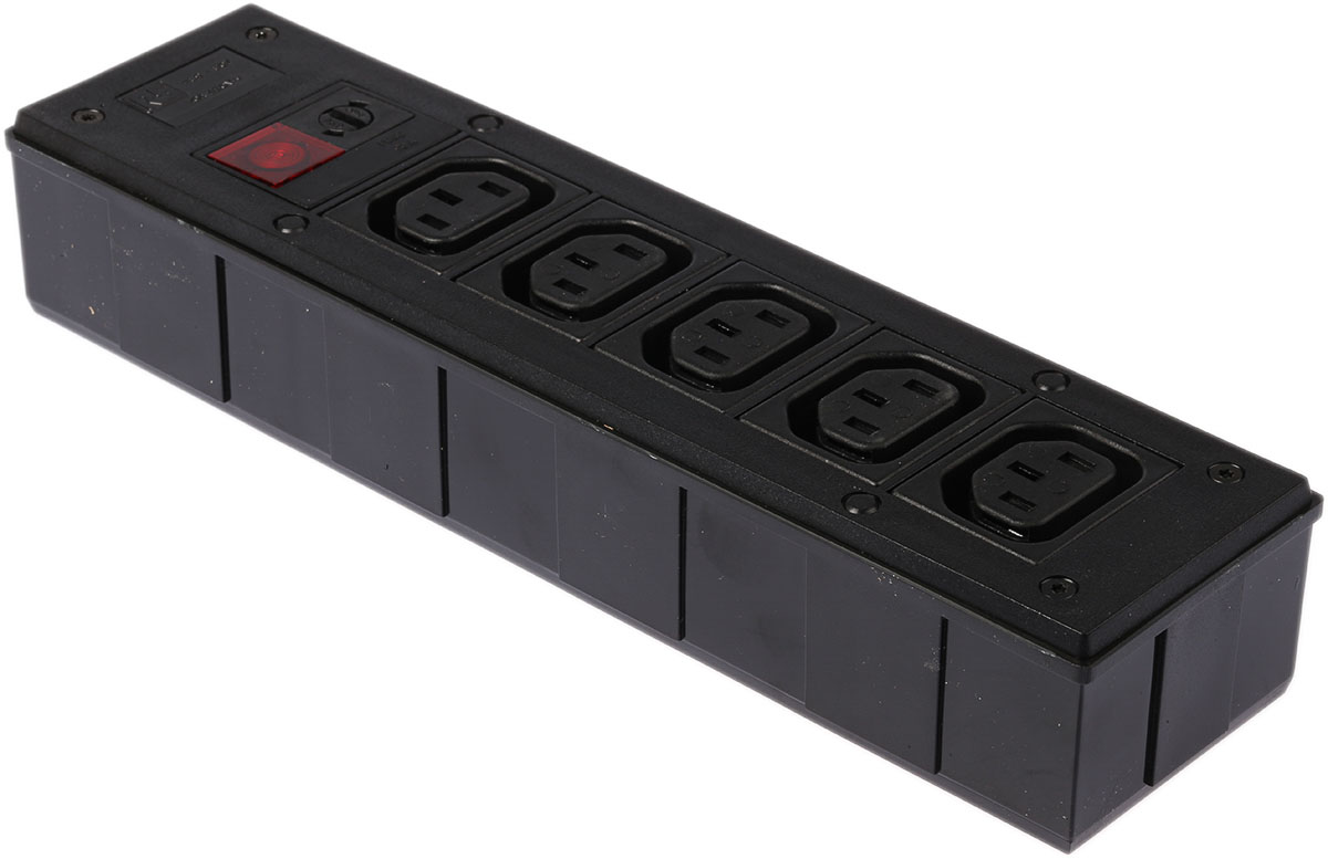 Bulgin IEC C13 5 Gang Power Distribution Unit, No, 10A, 250 V ac, Fused