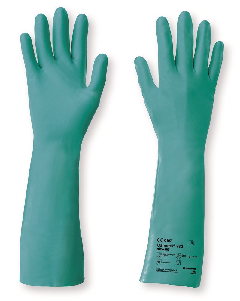 Honeywell Safety Camatril 732 Black Natural Latex, Polychloroprene Work Gloves, Size 8, Latex Coating