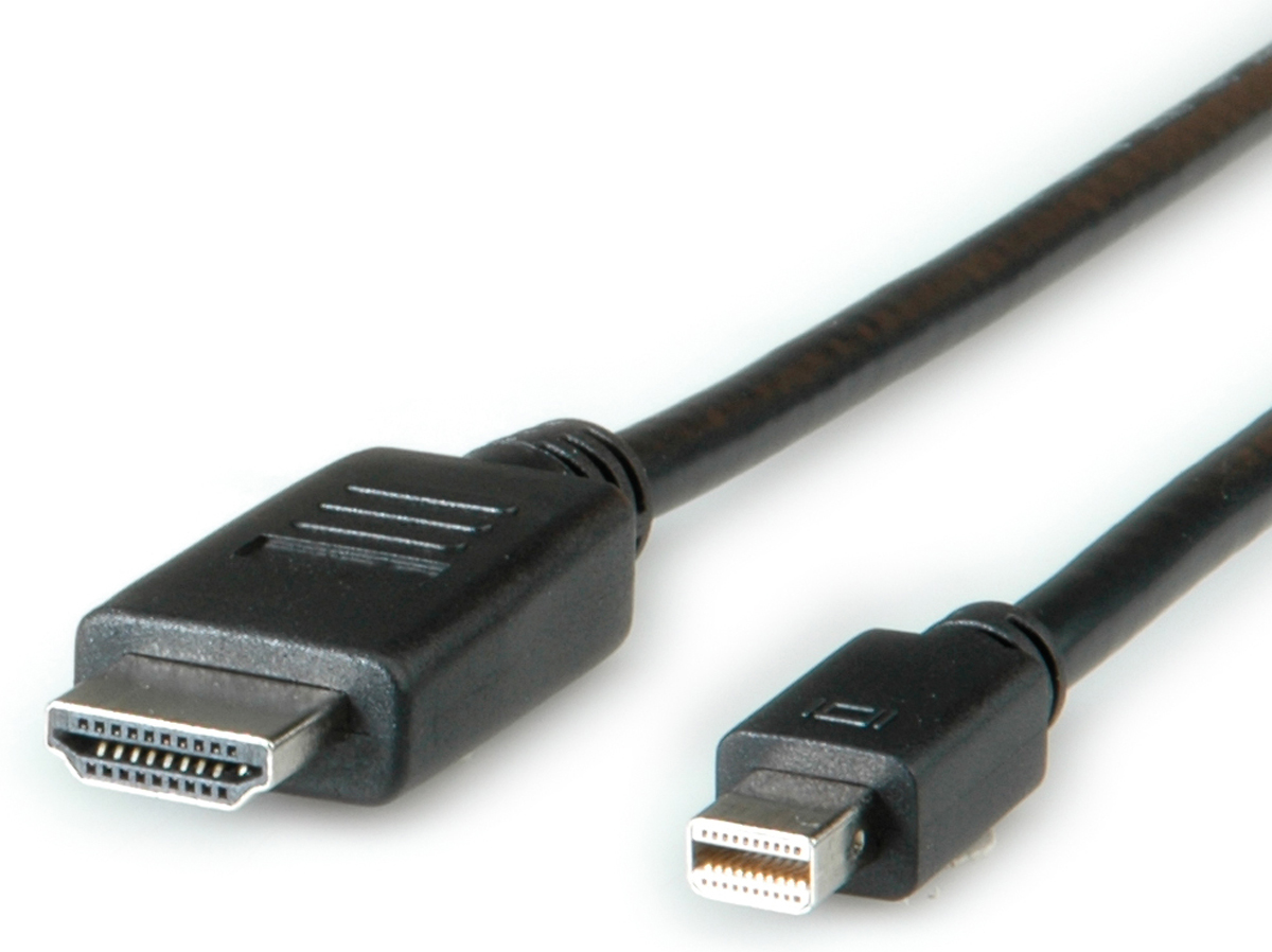 Roline Male Mini DisplayPort to Male HDMI, PVC  Cable, 1m