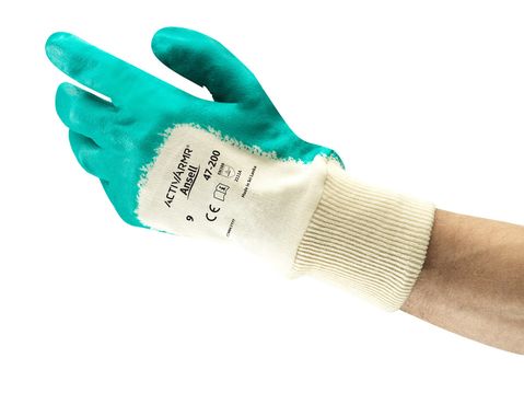 Ansell ActivArmr 47-200 Green Cotton, Nitrile Cut Resistant Gloves, Size 8, Nitrile Coating