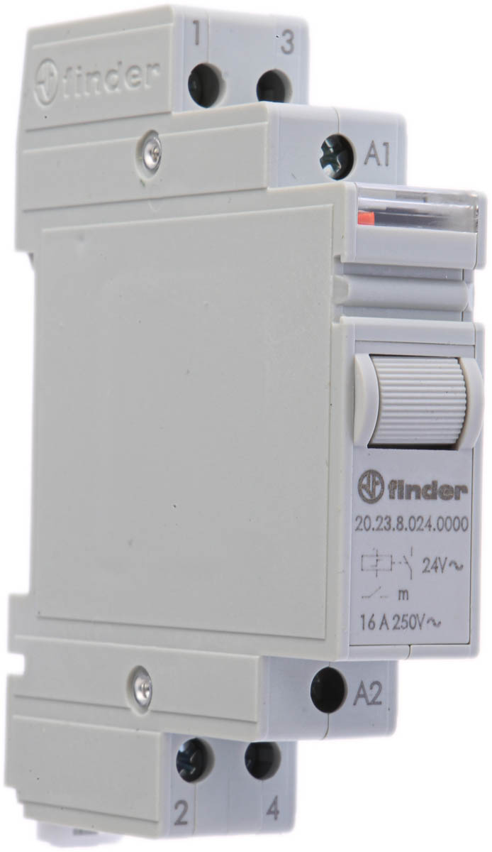 Finder DIN Rail Latching Modular Step Relay, 24V ac Coil, 16A Switching Current, SPST-NC, SPST-NO
