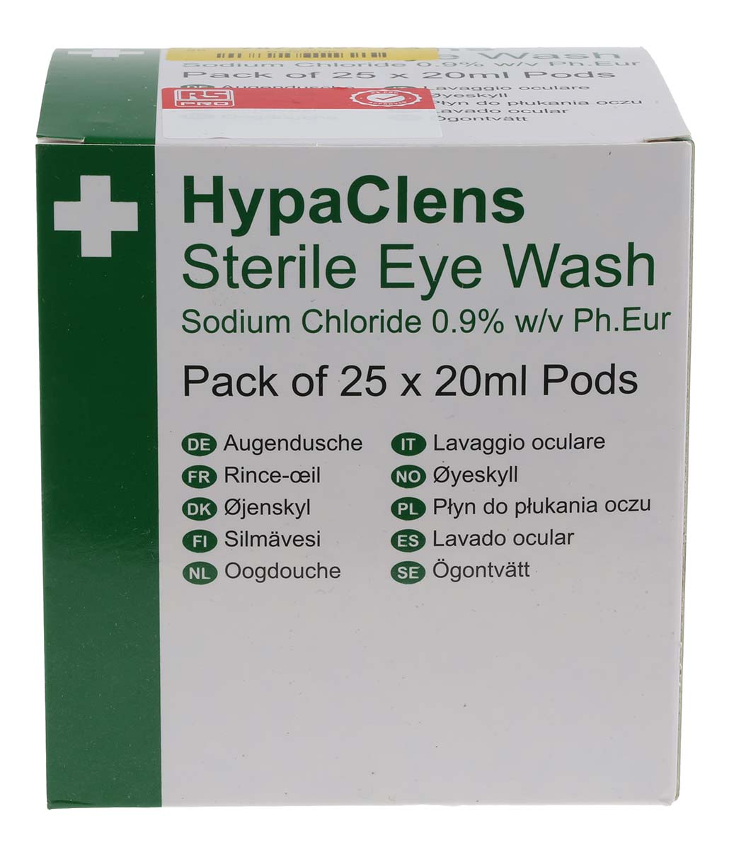 RS PRO Portable Eye Wash Bottle, 25 x 20 ml