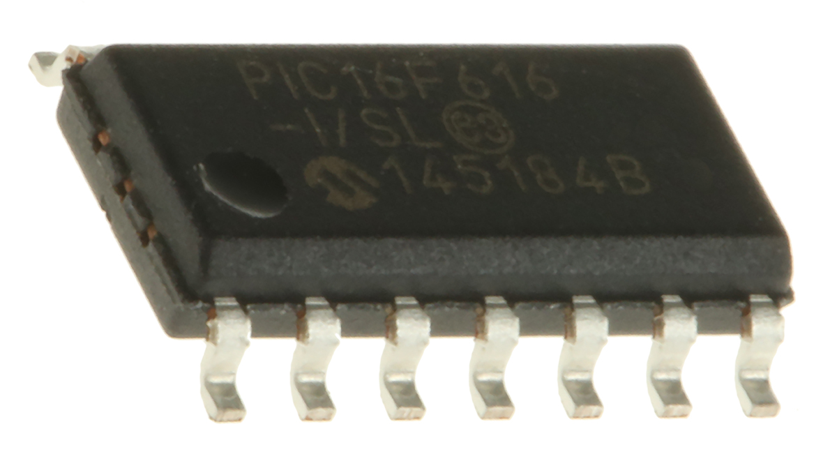 Microchip PIC16F616-I/SL, 8 bit PIC, PIC16F616 Microcontroller, 20 MHz, 3.5kB FLASH, 14-Pin SOIC