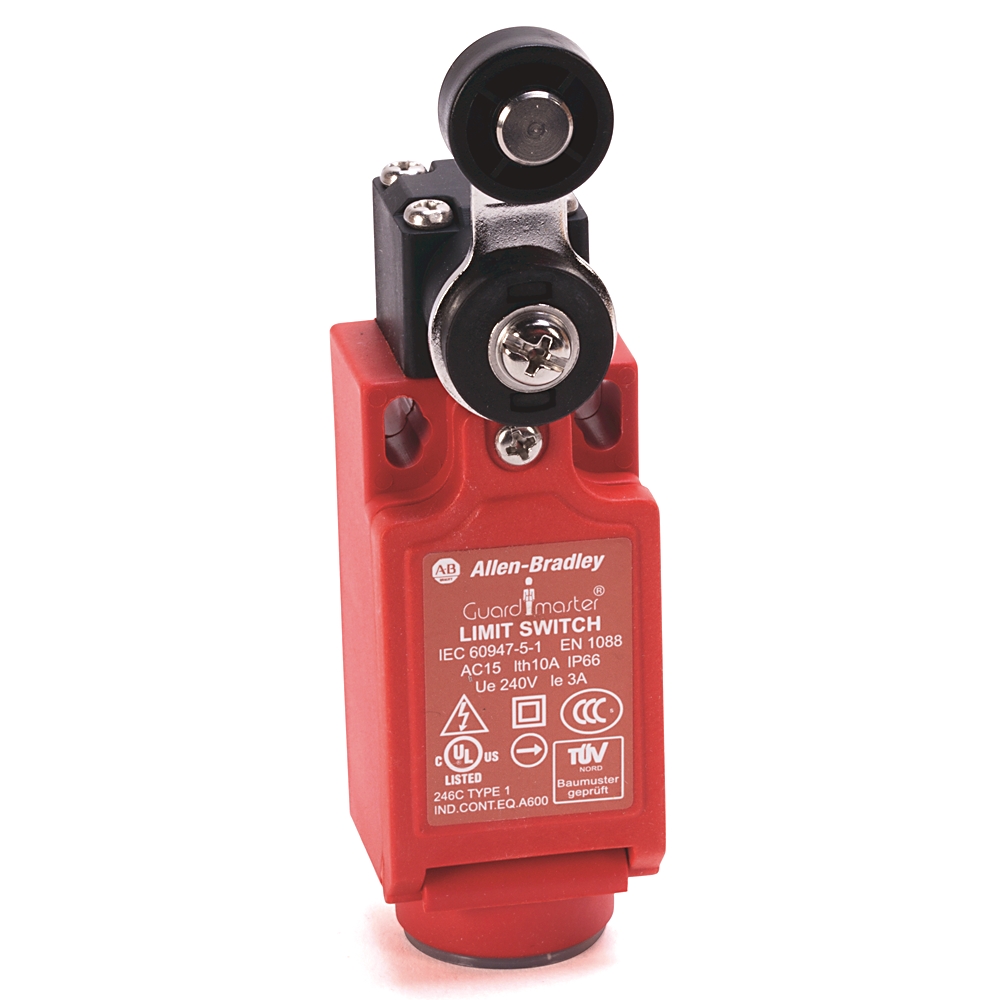 Allen Bradley Short Roller Lever Safety Limit Switch, 2NC/1NO, IP66, Polybutylene Terephthalate (PBT) Housing, 600V ac