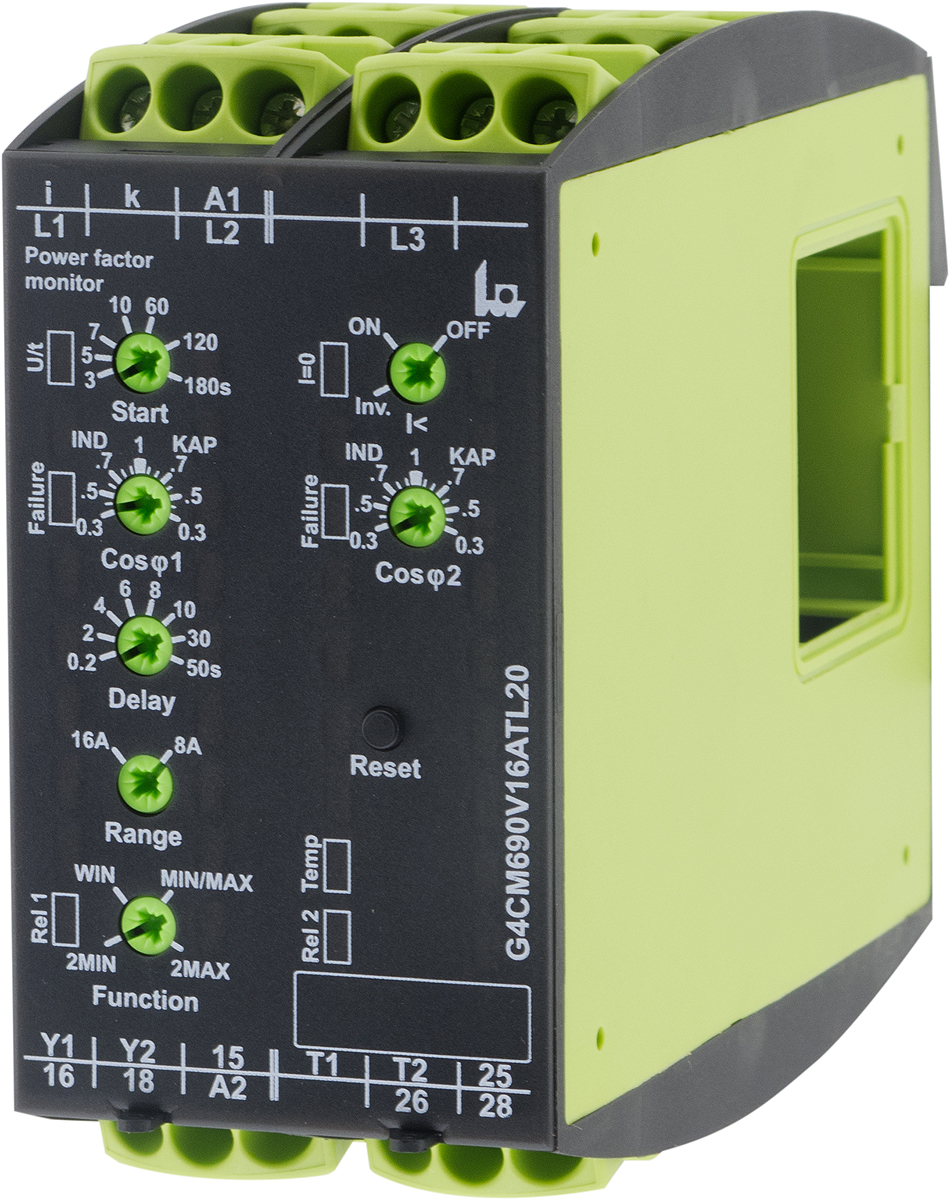 Tele Power Factor Monitoring Relay, 1, 3 Phase, DPDT, Maximum of 690 V, DIN Rail