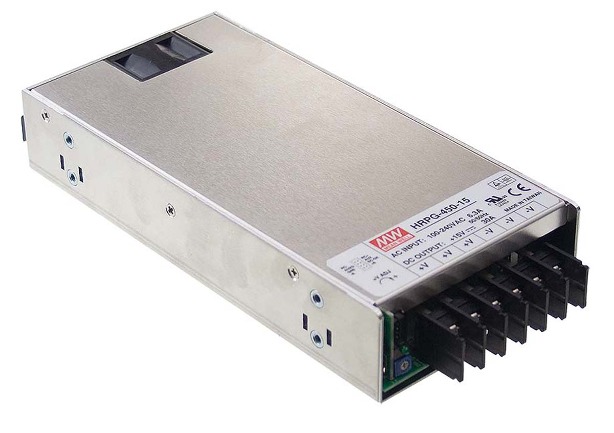 MEAN WELL Switching Power Supply, HRPG-450-5, 5V dc, 90A, 450W, 1 Output, 120 → 370 V dc, 85 → 264 V ac
