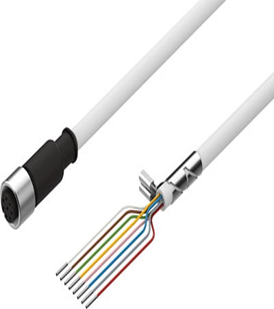 Festo Female 8 way Socket to 8 way Open End Cable, 5 m