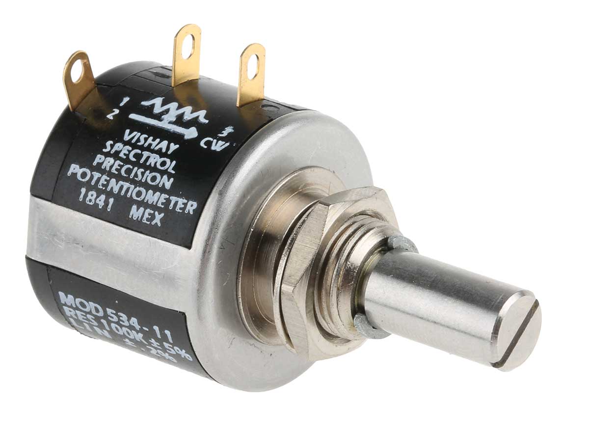 Vishay 534 100kΩ Rotary Potentiometer 10-Turns 1-Gang Panel Mount, 534B1104JL