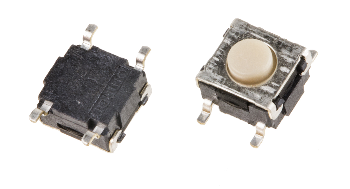 Cream Button Tactile Switch, SPST 50 mA @ 24 V dc 0.55mm
