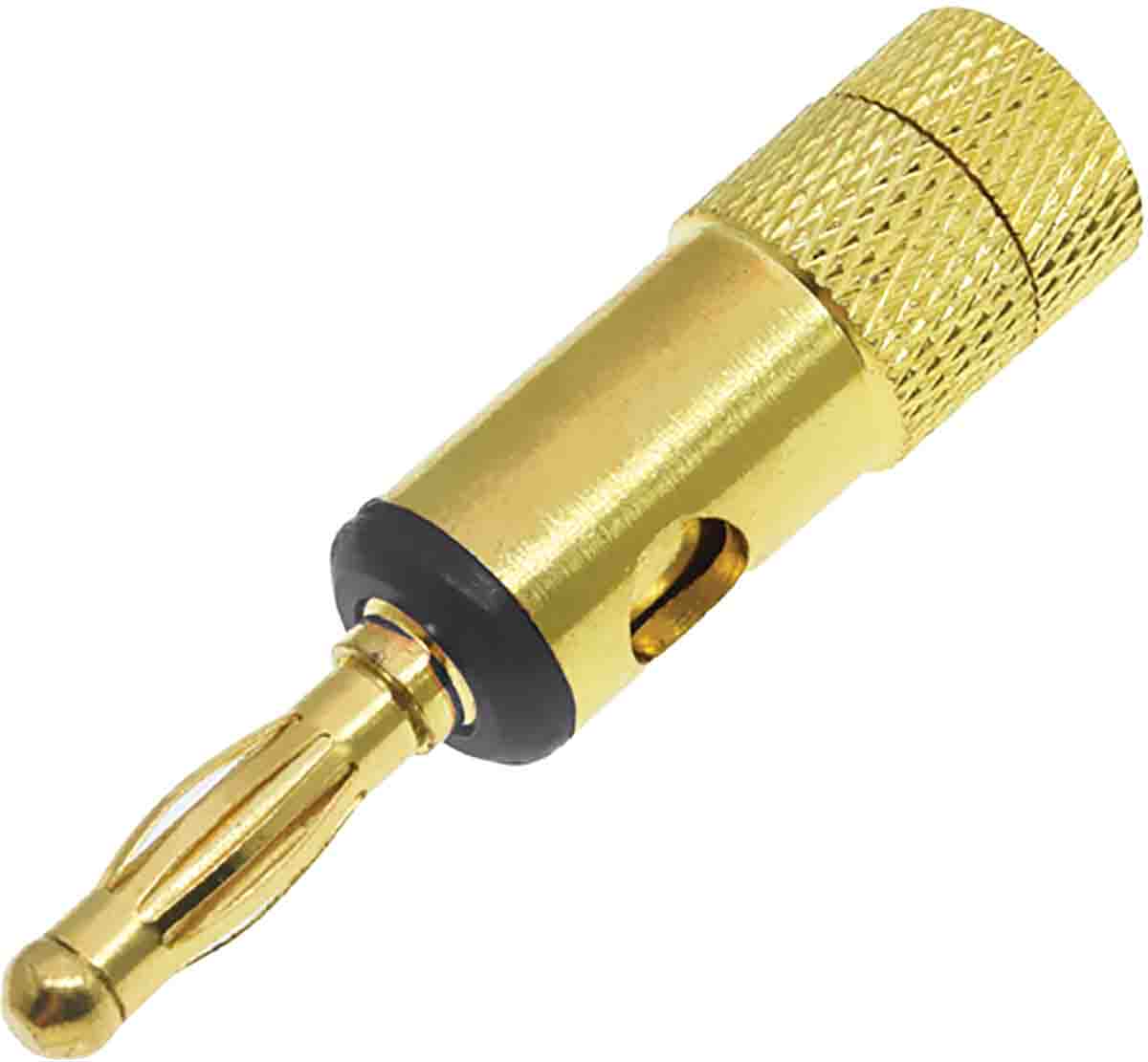 RS PRO Black Male Banana Plug, 4 mm Connector, 24A, 30V, Gold Plating