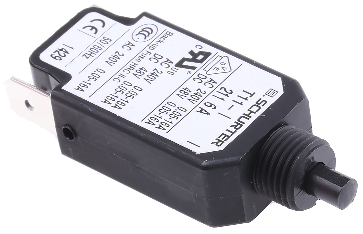 Schurter Thermal Circuit Breaker - T11  Single Pole 240V ac Voltage Rating, 6A Current Rating