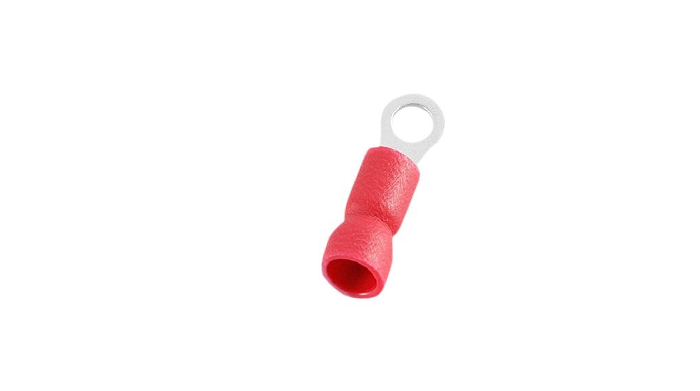 RND, RND 465 Insulated Ring Terminal, 5/16in Stud Size, Red
