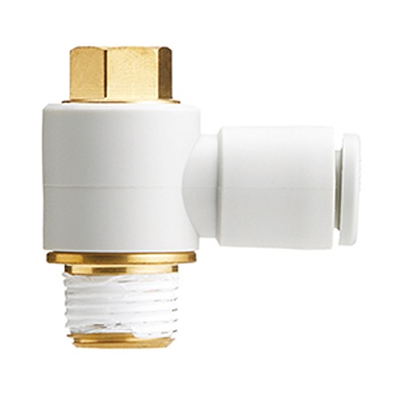 SMC KQ2 Series Elbow Fitting, R 3/8 to Push In 8 mm, Threaded-to-Tube Connection Style