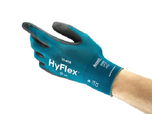 Ansell HyFlex 11-616 Blue Nylon Nylon Glove, Size 9, Polyurethane Coating