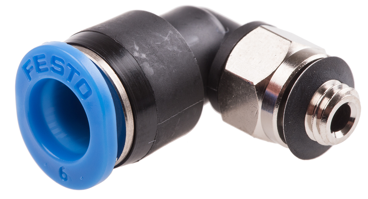 Festo QS Series Elbow Threaded Adaptor, M5 Male to Push In 6 mm, Threaded-to-Tube Connection Style, 153335