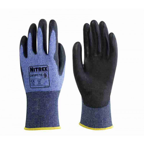 Unigloves 241PC18 Black, Blue Fibreglass, HPPE, Nylon, Spandex Work Gloves, Size 11, Smart Power Selector Coating