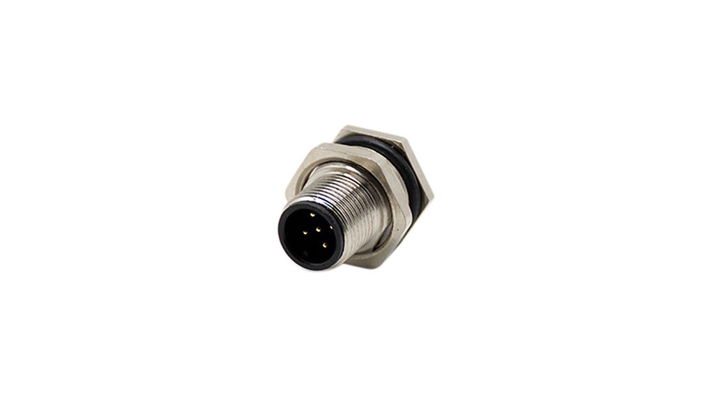RND Connector, 5 Contacts, Panel, M12 Connector, Plug, Male, IP67, RND 205 Series