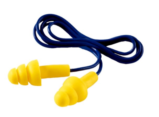 3M E-A-R UltraFit Series Blue, Yellow Reusable Corded Ear Plugs, 29dB Rated
