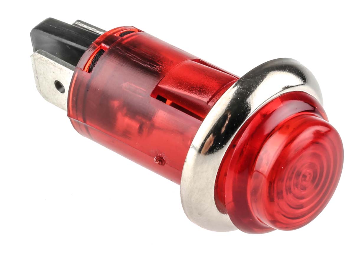 CAMDENBOSS Red Neon Panel Mount Indicator, 240V, 13mm Mounting Hole Size