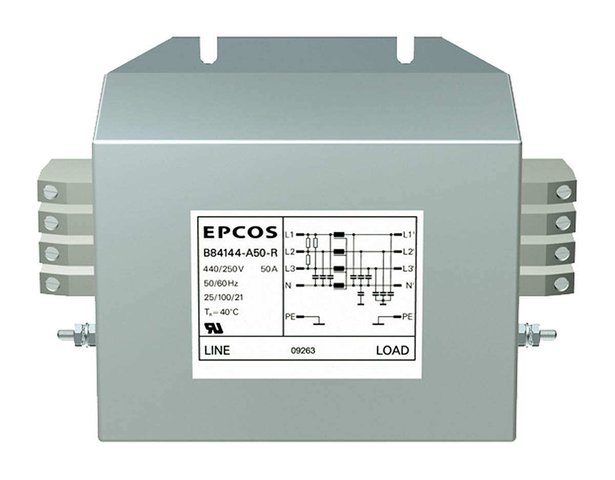 EPCOS, B84144A*R000 36A 440 V ac 50 → 60Hz, Flange Mount EMC Filter, Tab 3 Phase