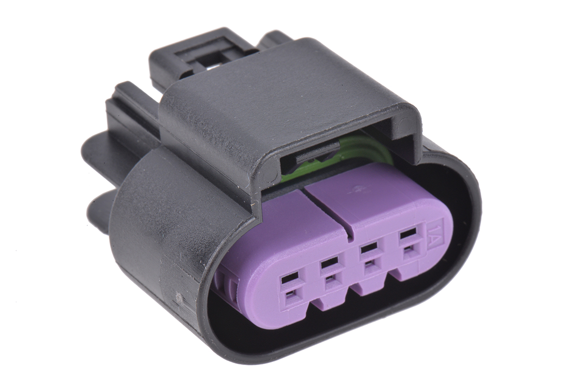 Delphi, GT 150 Automotive Connector Socket Black Cable Mount 4 Way, Crimp Termination 15487756