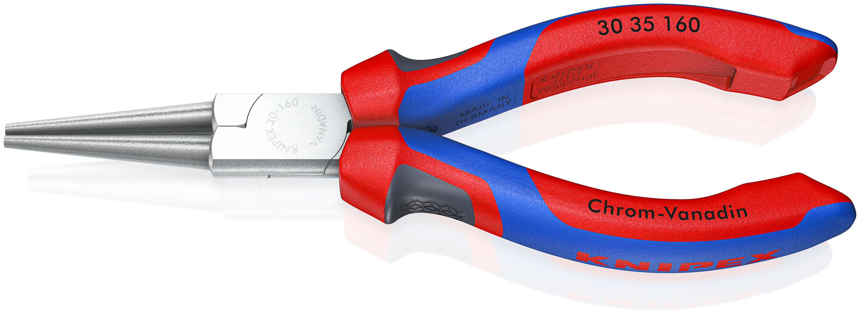 Knipex Long Nose Pliers, 160 mm Overall, Straight Tip, 41mm Jaw