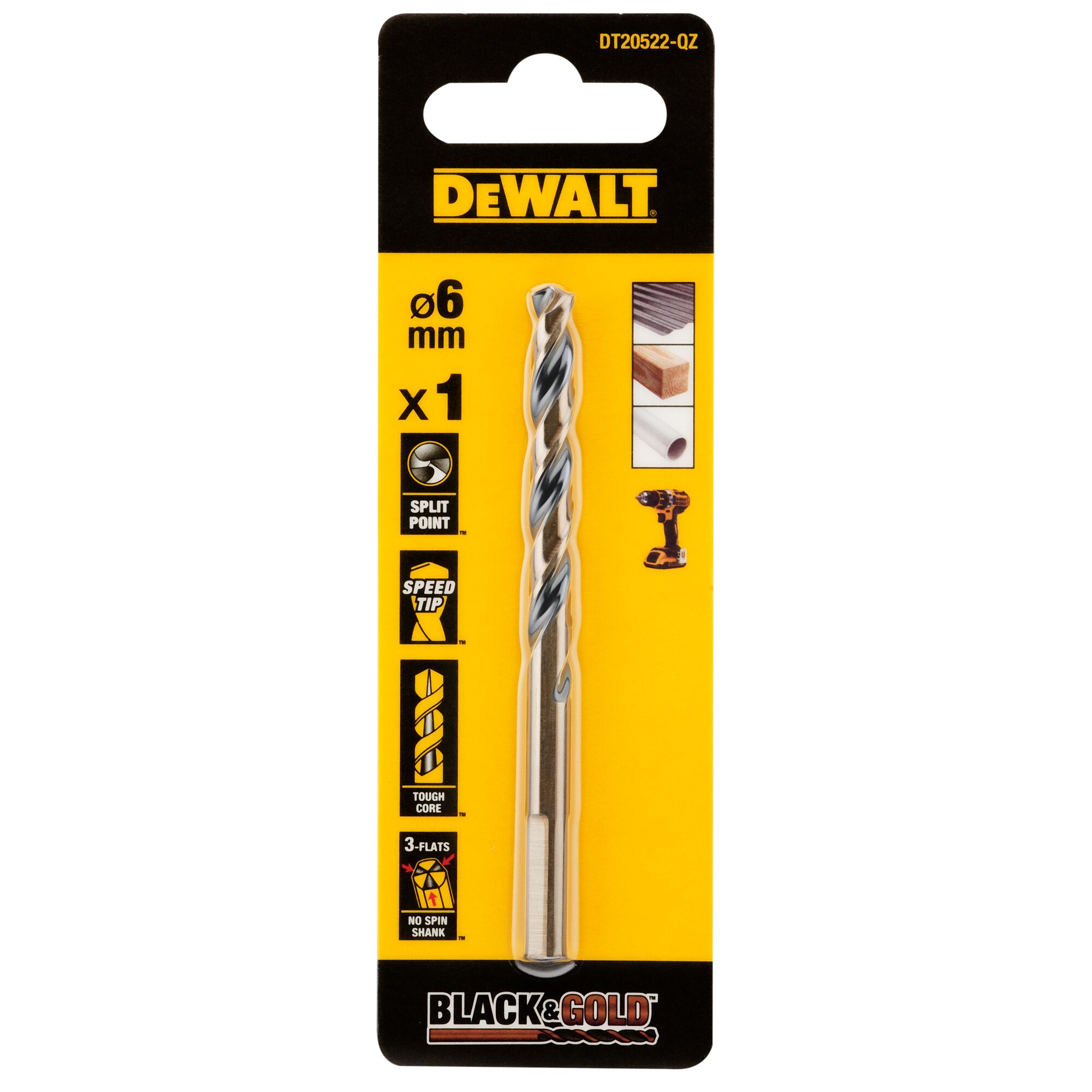 DeWALT DT205 Series HSS Twist Drill Bit for Metal, 6mm Diameter