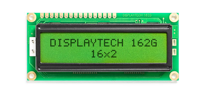 Displaytech 162G BC BW 162G Alphanumeric LCD Display, Yellow-Green on, 2 Rows by 16 Characters, Transflective