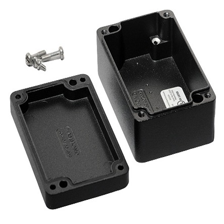 Hammond 1590Z Series Black Die Cast Aluminium Alloy Enclosure, IP68, Flanged, Black Lid, 98 x 64 x 34mm