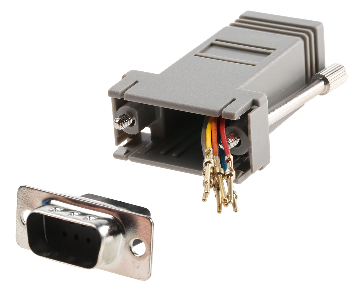 RS PRO D Sub Adapter Male 9 Way D-Sub to Female RJ45