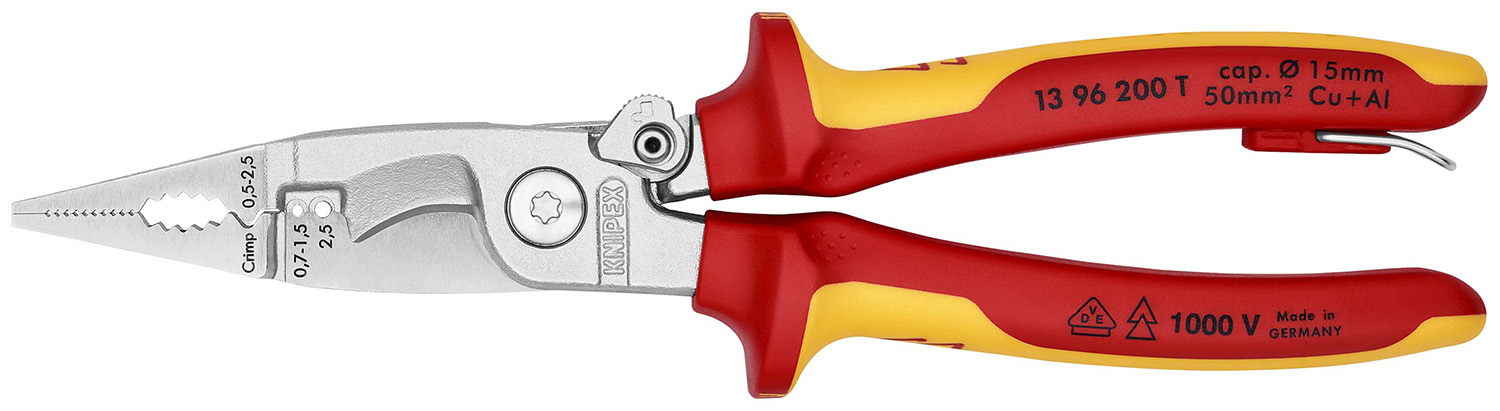 Knipex Combination Pliers, 200 mm Overall, Straight Tip, VDE/1000V