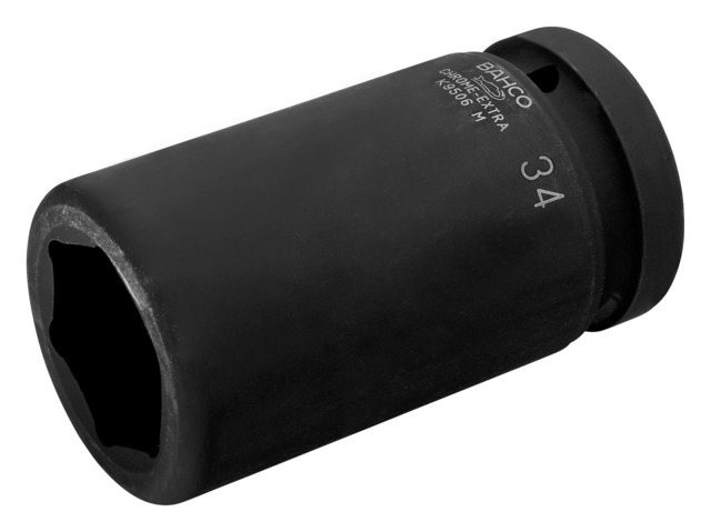 Bahco 34mm, 1 in Drive Deep Impact Socket, 100 mm length