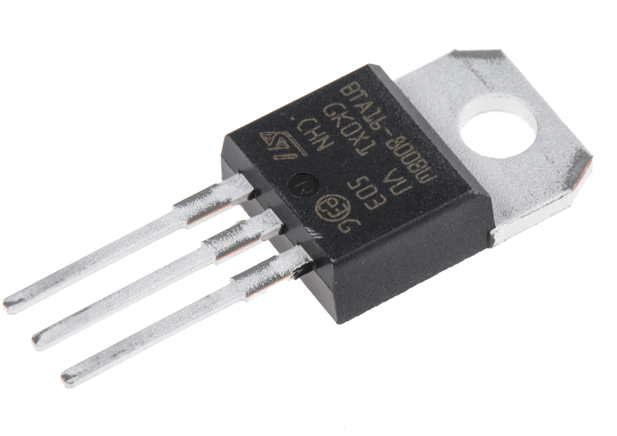 STMicroelectronics Through Hole, 3-pin, TRIAC, 800V, Gate Trigger 1.3V 800V