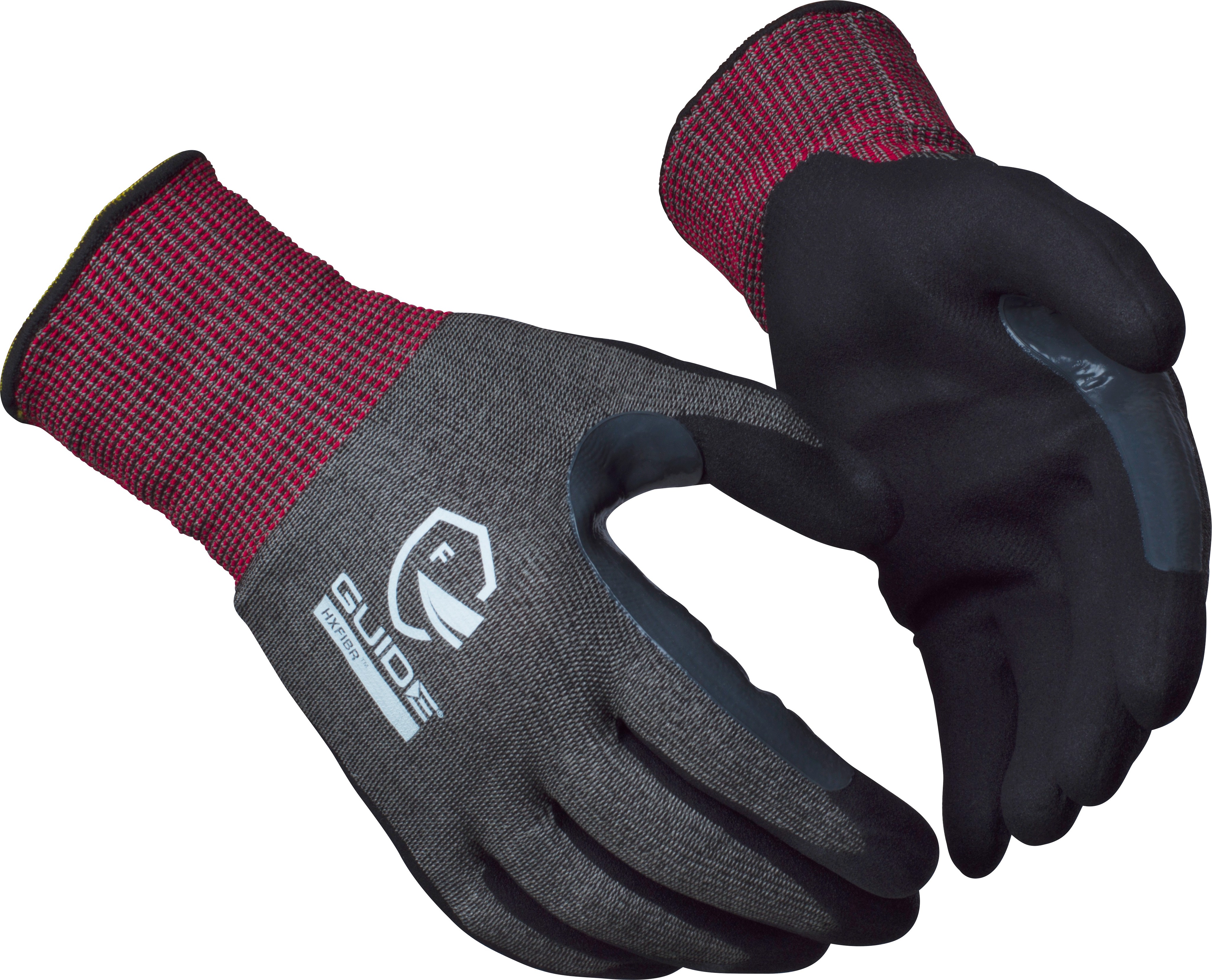 GUIDE GLOVES GUIDE 6605 Elastane, Nitrile, Nylon, Steel Fibre Work Gloves, Size 7, Nitrile Coating