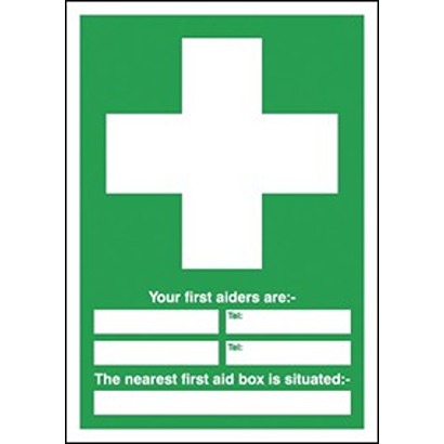 RS PRO Vinyl Polyester Green, White First Aid Sign, H297mm W297mm