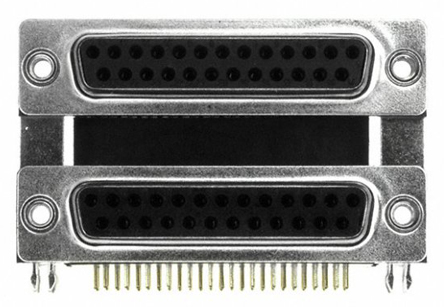Norcomp 189 25 Way Right Angle Through Hole D-sub Connector Female/Female, 2.769mm Pitch, with 4-40 Hex Standoff, Fork