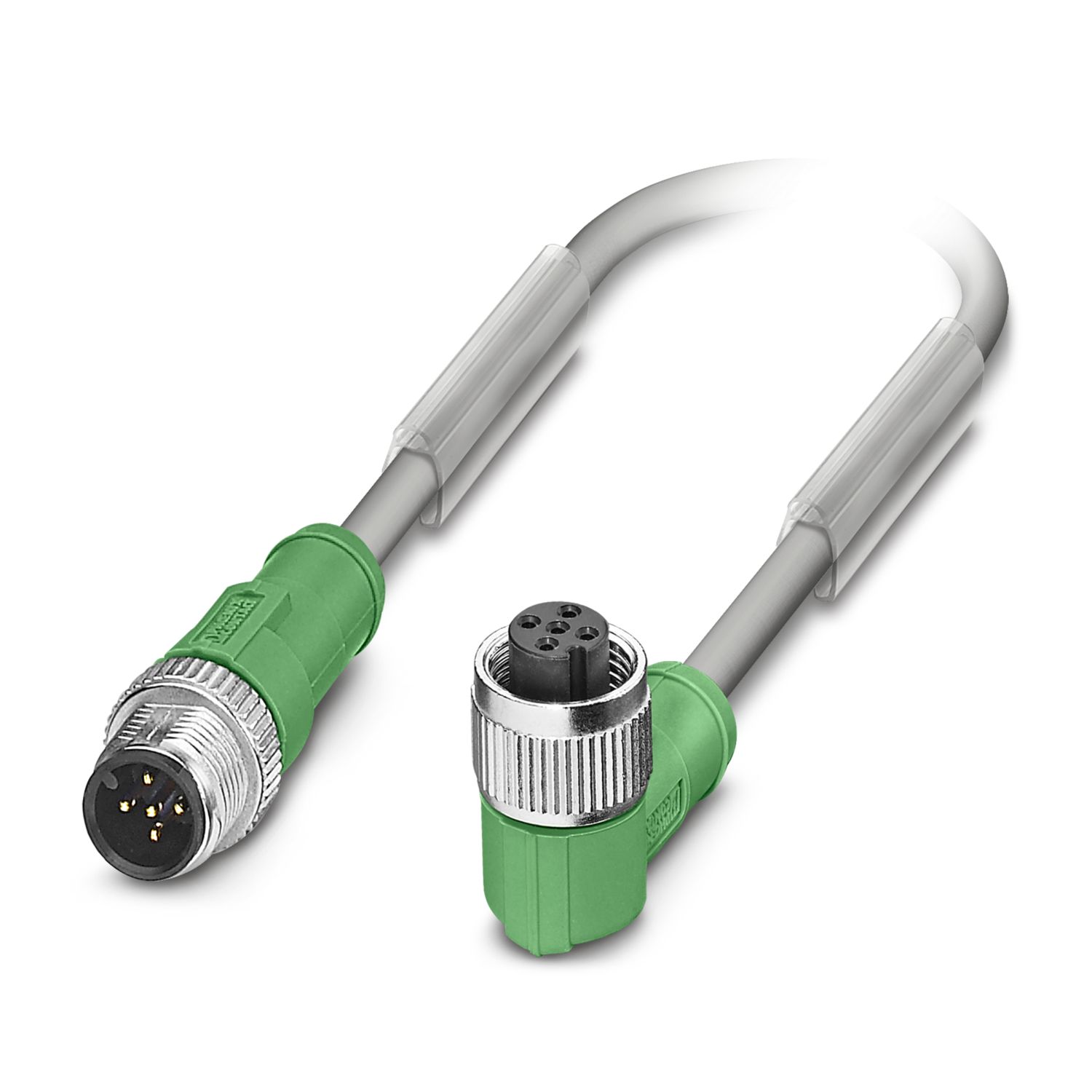 Phoenix Contact Male 5 way Straight Plug M12 to Male 5 way Angled Socket M12 Sensor Actuator Cable, 0.3 m