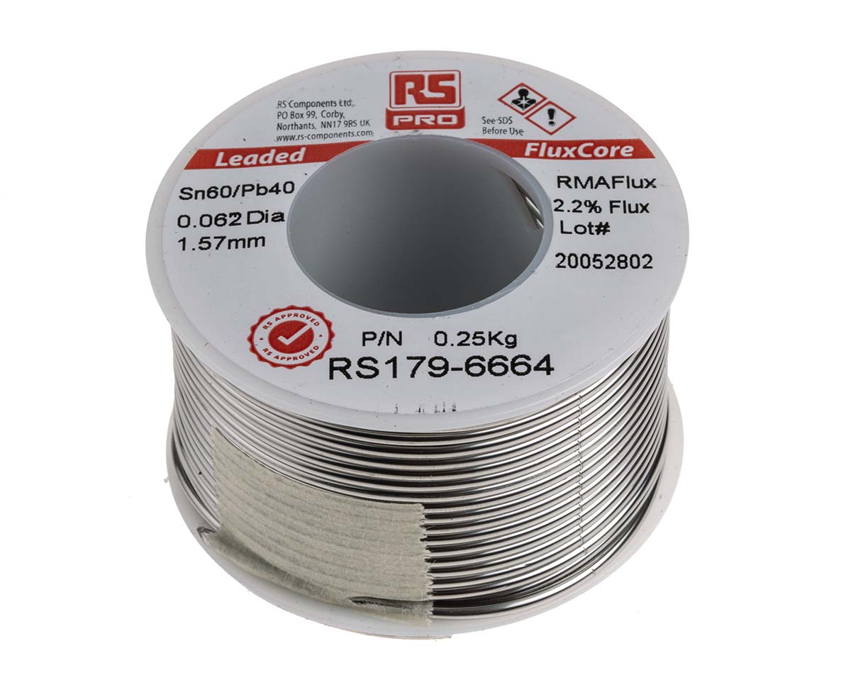 RS PRO Wire, 1.57mm Lead solder, 183°C Melting Point