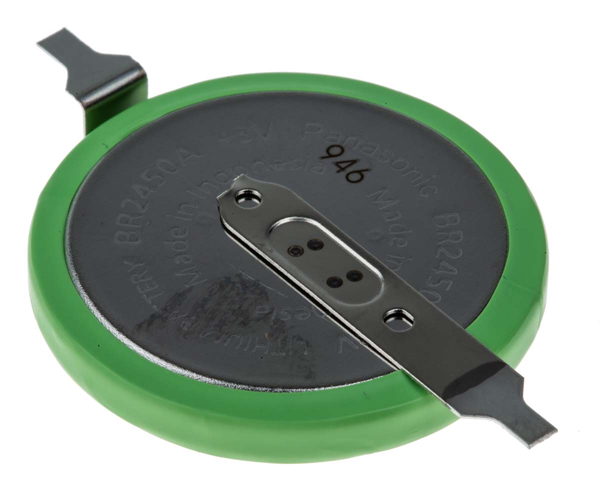 Panasonic BR2450A Button Battery, 3V, 24.5mm Diameter