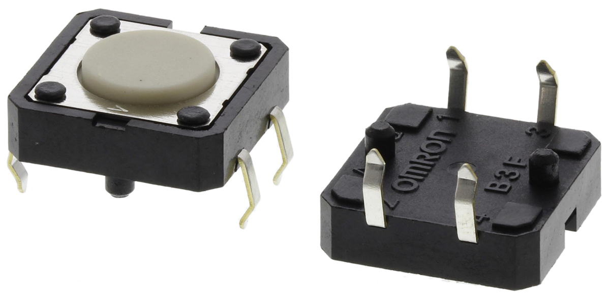 Omron Ivory Plunger Tactile Switch, SPST 50 mA @ 24 V dc 0.8mm Through Hole