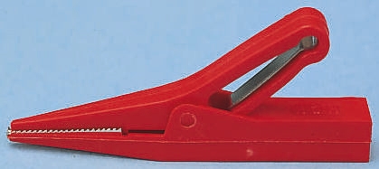 Staubli Crocodile Clip 4 mm Connection, Brass Contact, 10A, Red