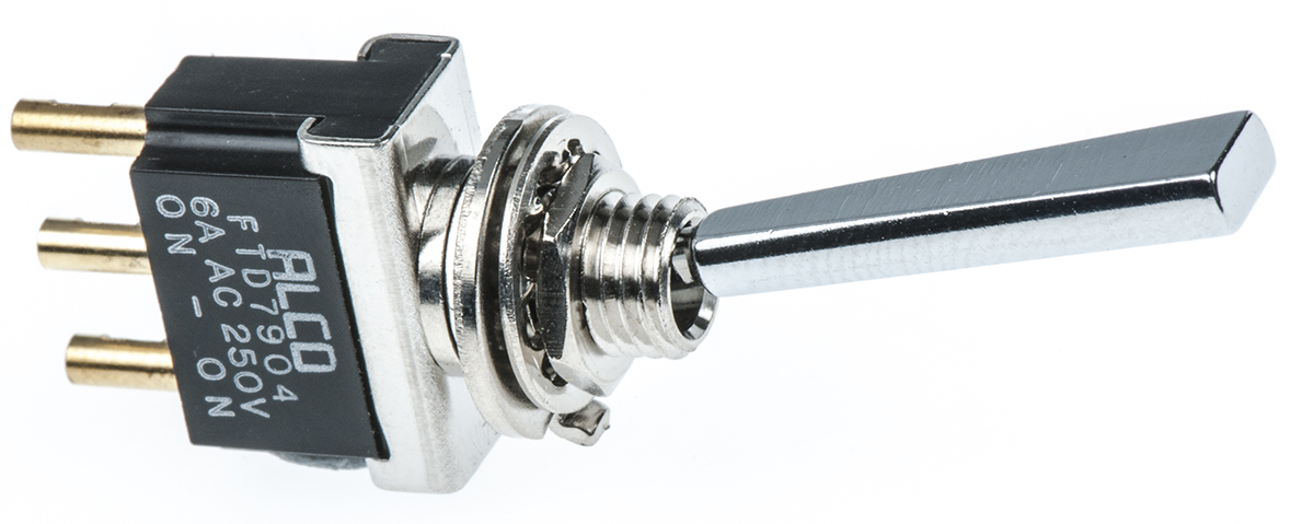 TE Connectivity Toggle Switch, Panel Mount, On-On, SPDT, Solder Terminal, 125V ac