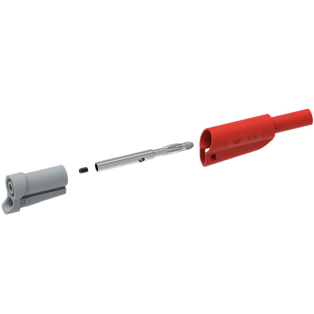 Electro PJP Red Male Banana Plug, 4 mm Connector, Screw Termination, 20A, 1kV, Nickel Plating