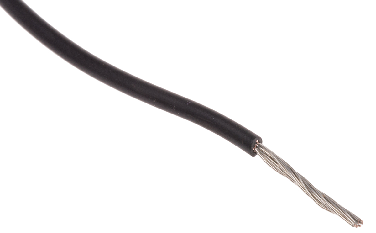 RS PRO Black Hook Up Wire, 24 AWG, 19/0.12 mm, 100m, ETFE Insulation