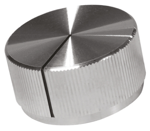 TE Connectivity 32mm Silver Potentiometer Knob for 6.4mm Shaft Splined, KLN1250A1/4