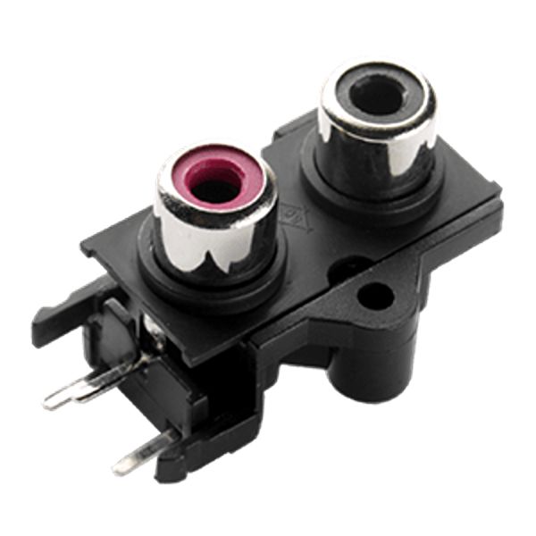 Same Sky Red, White Horizontal Through Hole RCA Socket, Nickel