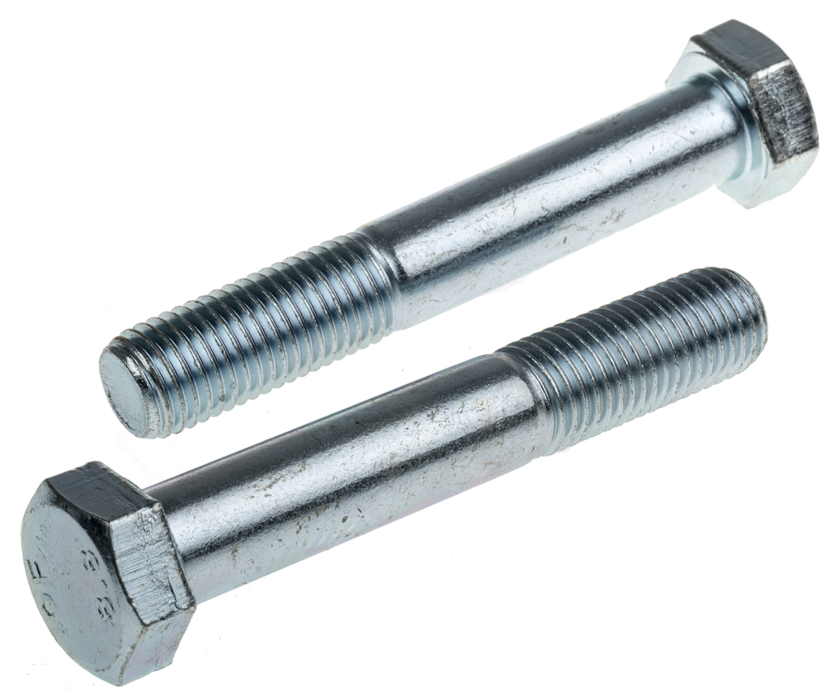 RS PRO Bright Zinc Plated Steel, Hex Bolt, M16 x 100mm