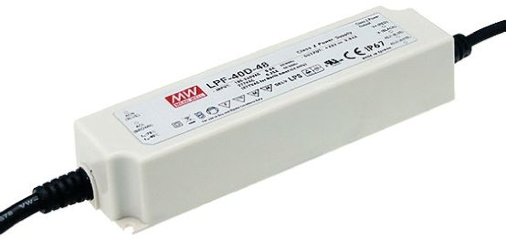 MEAN WELL LED Driver, 48V Output, 40.32W Output, 840mA Output, Constant Voltage Dimmable